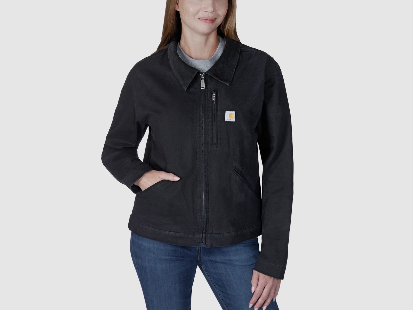 Carhartt Relaxed Fit Canvas Detroit Jacke, Damen, Black, XS