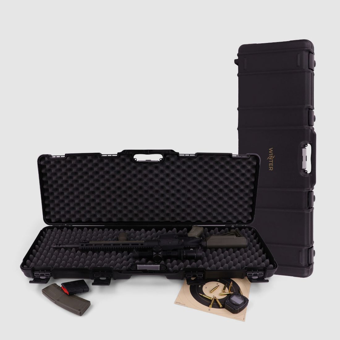 Winter Gewehrkoffer W10 103 cm für 1 Langwaffe – PP Kunststoff, 4 Push-Pull Verschlüsse, Noppen (Night)