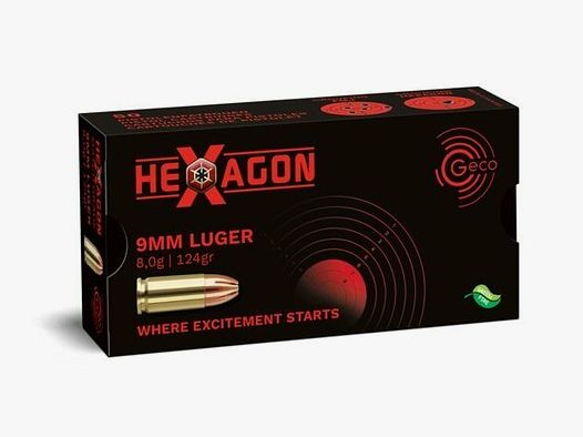 Geco 9mm Luger Hexagon 124grs / 8,0g
