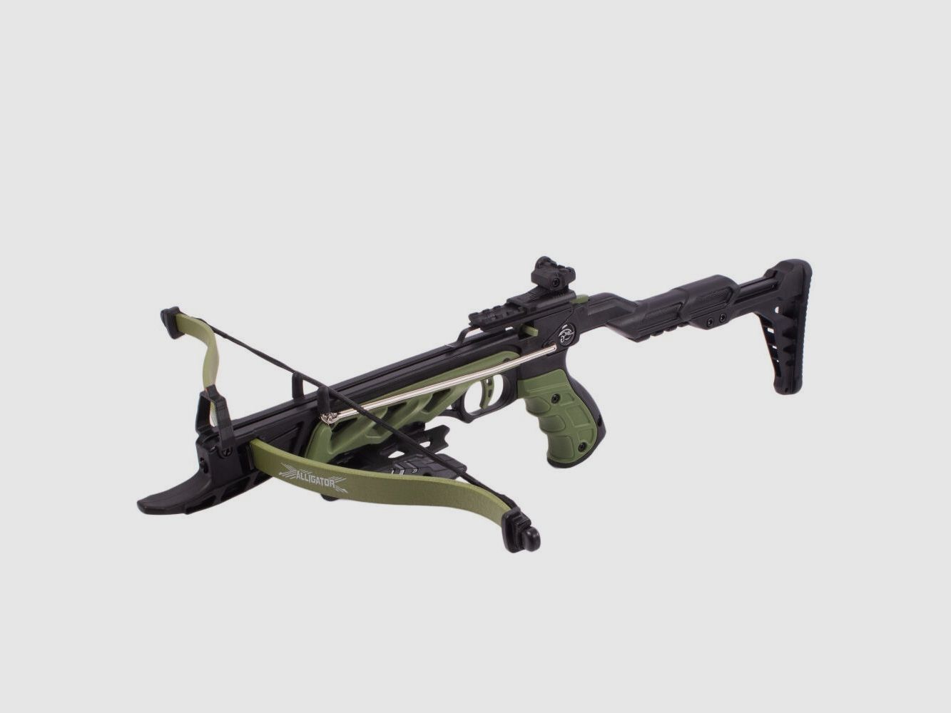 Pistolenarmbrust Man Kung Alligator 2 Oliv 80 lbs  + 12 schwarze Pfeile NEU