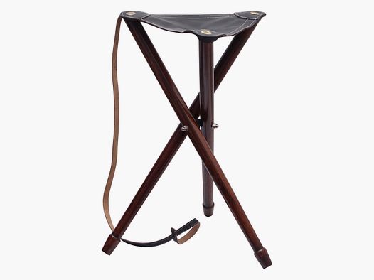 Krzesło myśliwskie, stołek 3-nożny, ciemnobrązowa skóra (75 cm)