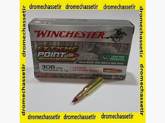 boite 20 cartouches cal 308 winchester extreme point copper impact 150 grains CX308XPLF