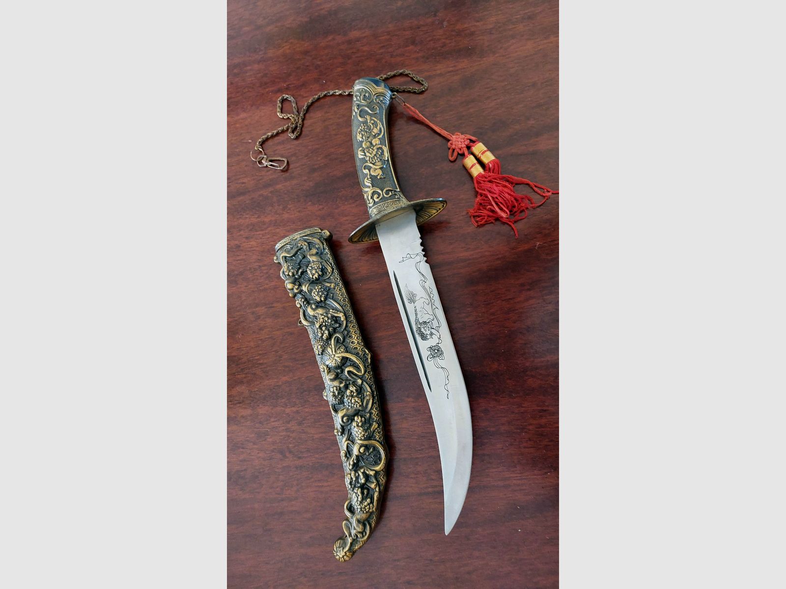 REPLIKA Daga ceremonial china Daga de perro león chino Decoración