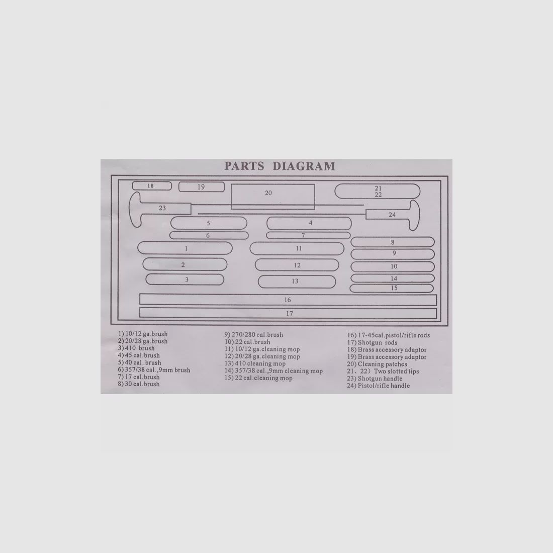 Wapenreinigingsset, multikaliber, 24-delig + houten doos