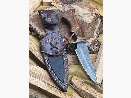 Handgefertigtes Damast-Bowiemesser. Jagdmesser. Überlebensmesser. Outdoormesser.