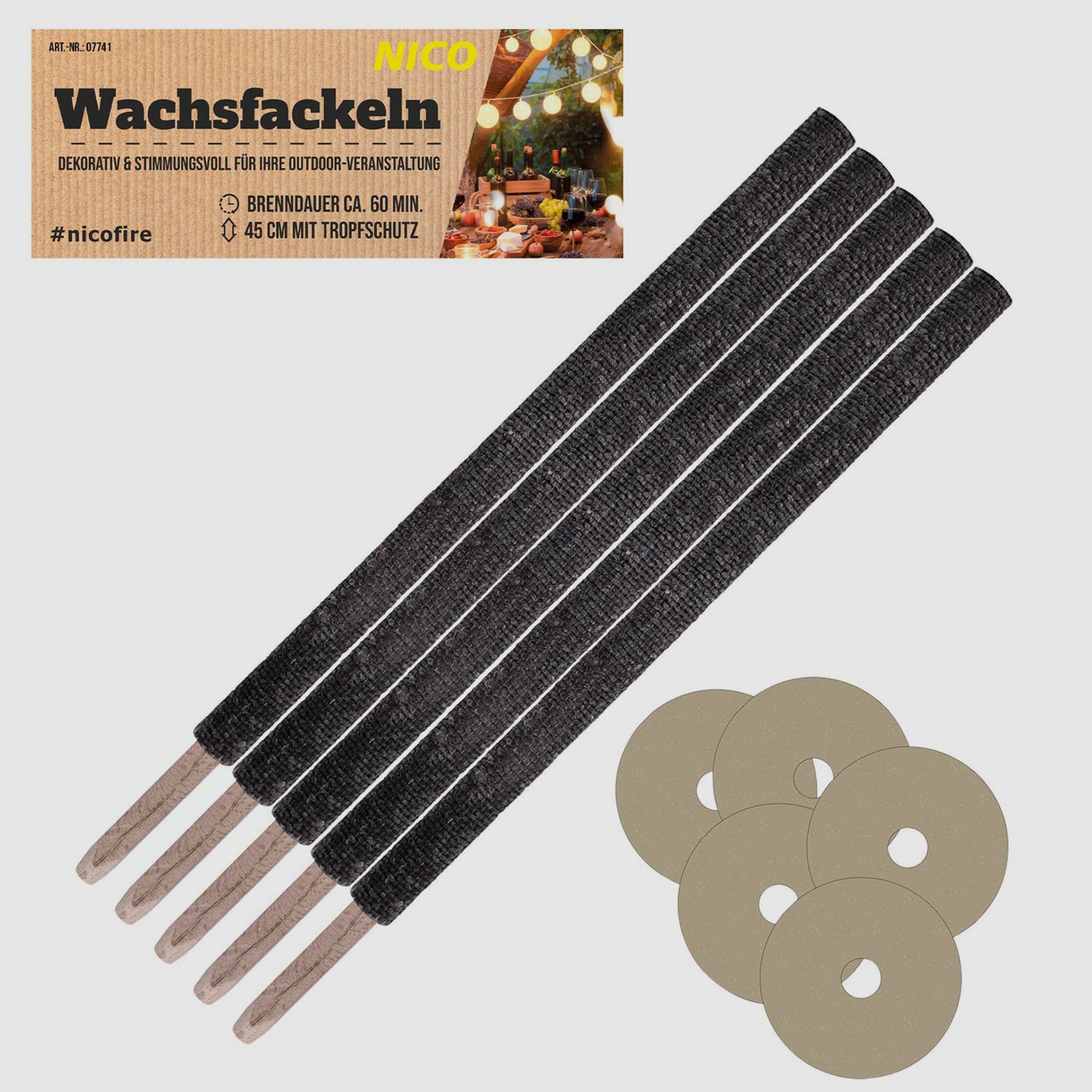 NICO NICO Wachsfackel - 45 cm / 5er Beutel