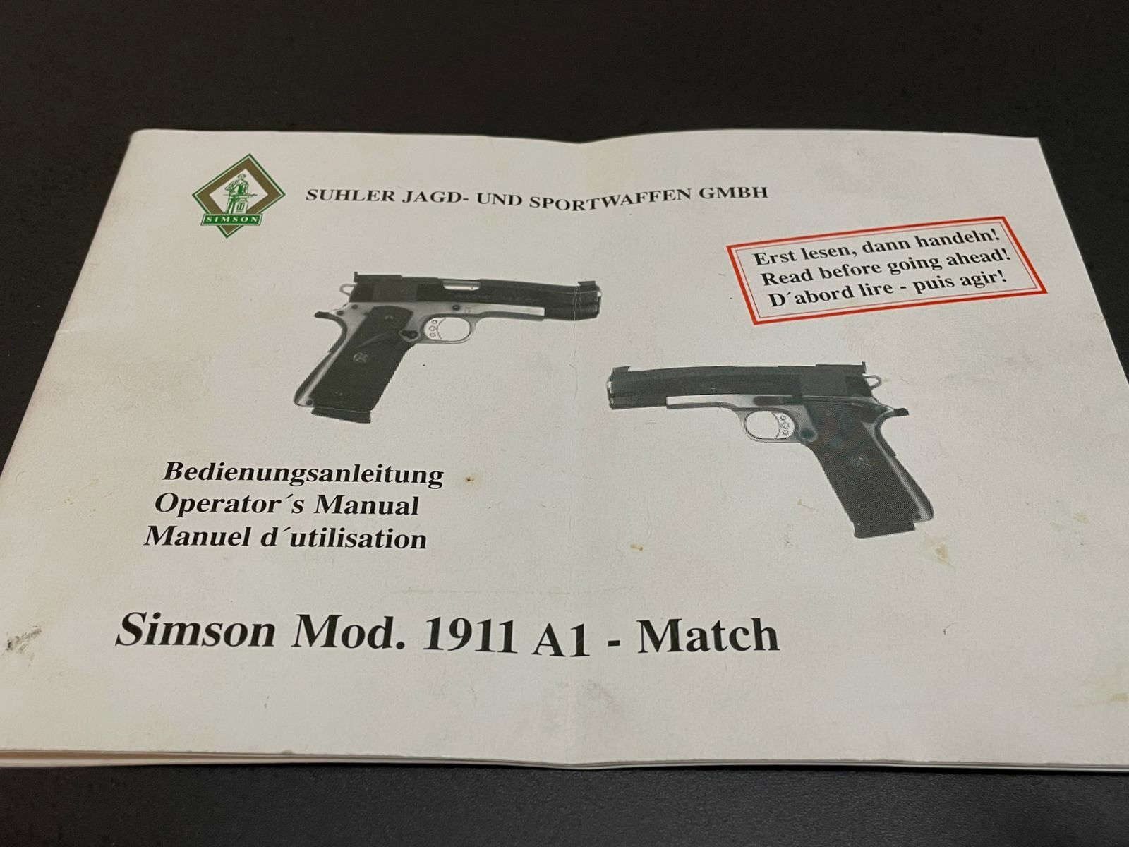 Simson Classic Sport 1911er .45ACP (Wechselsystem .22lr tauglich) Die deutsche Alternative zu Colt, S&W, Pommersberger, Heckler&Koch, SIG, STI/SVI, Walther, CZ, Tanfoglio, Schmeisser Hugo, Merkle, Club 30,