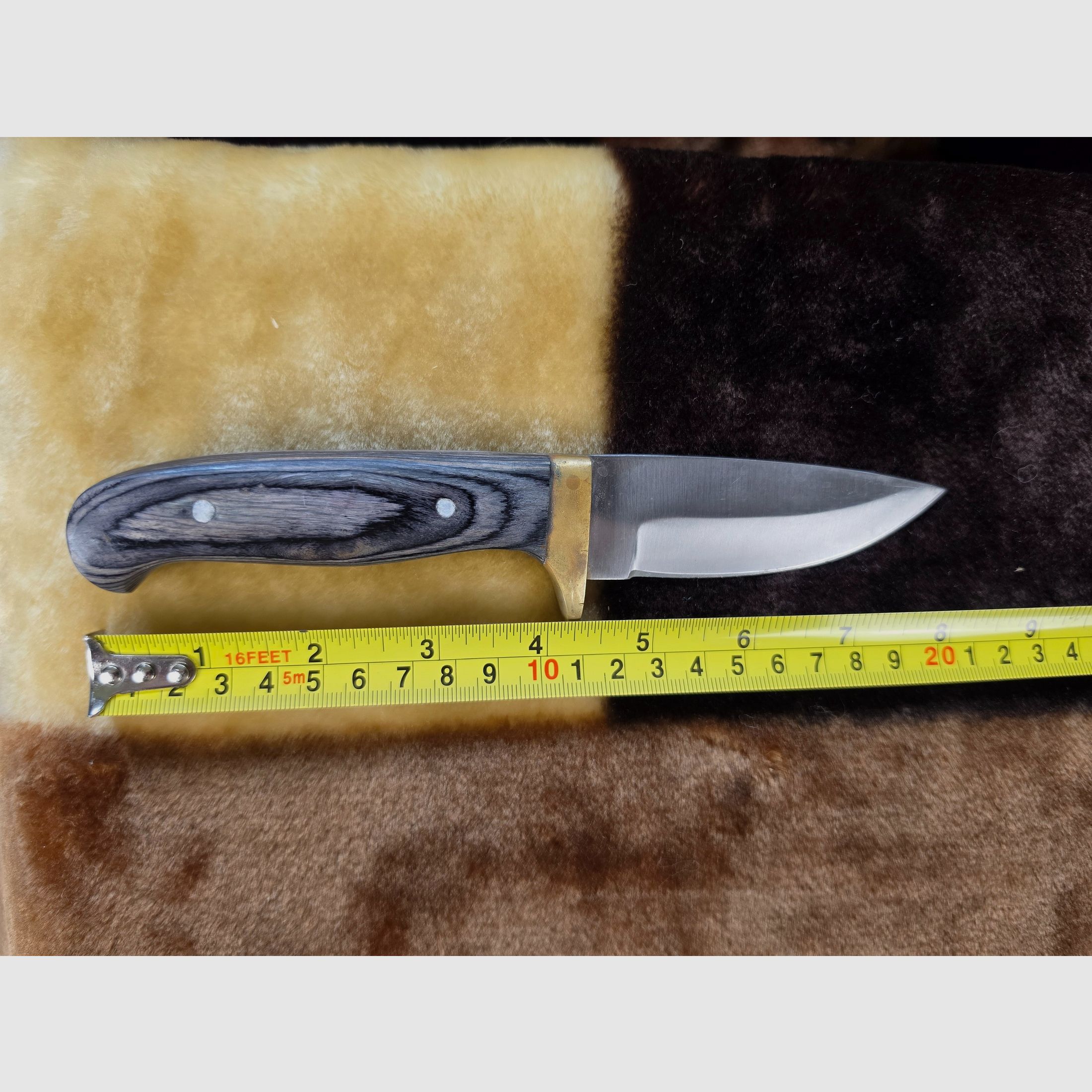 Klassisches Outdoor- & Jagdmesser mit Echtholzgriff und Messing-Knebel – Robustes Allzweckmesser, Bild 1 von 3