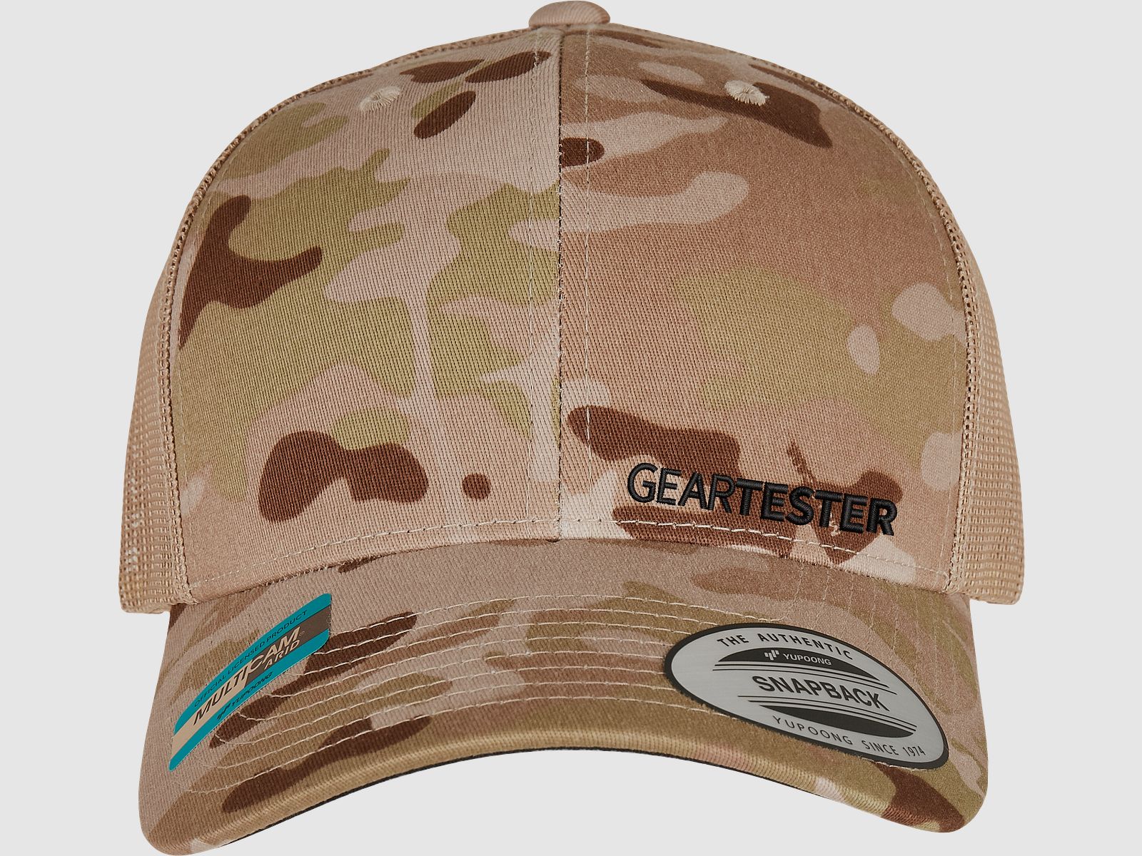 Geartester Multicam Retro Trucker-Kappe, kleines Logo