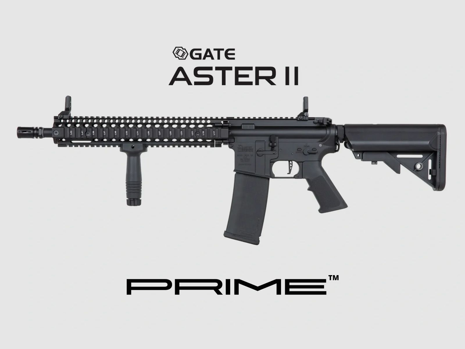 Daniel Defense® M4A1 Sopmod Block II SA-P26 PRIME S-AEG mit ASTERII Bluetooth E.T.U, Dark Matter 27K Brushless Motor und Speedgears (BK)