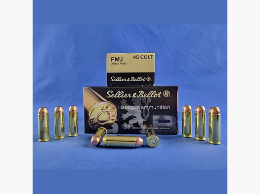 Sellier & Bellot Revolvermunition Kal.45 Colt 14,9g Full Metal Jacket 50Stk