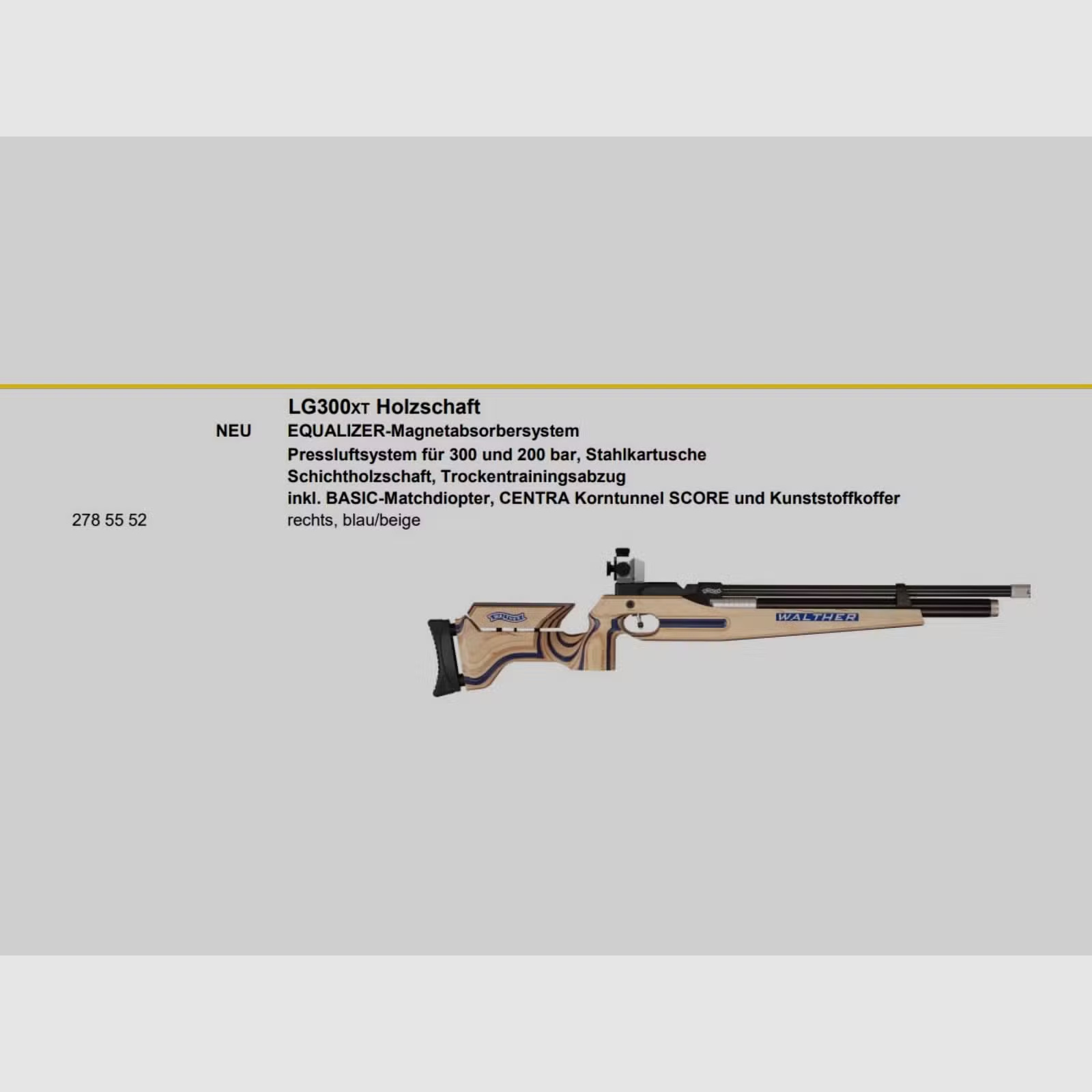 Air rifle Walther LG 300 XT LG300XT wooden stock in top condition late model