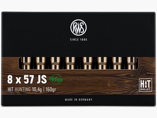 RWS 2319208 Büchsenpatronen 8x57 IS HIT 10,4g 160 gr Bleifrei