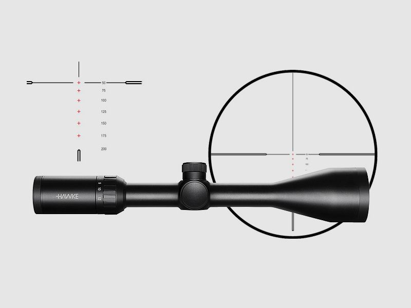 Zielfernrohr von Hawke Modell Vantage IR 1 Zoll 4-12x50, Absehen Rimfire .22 LR Subsonic