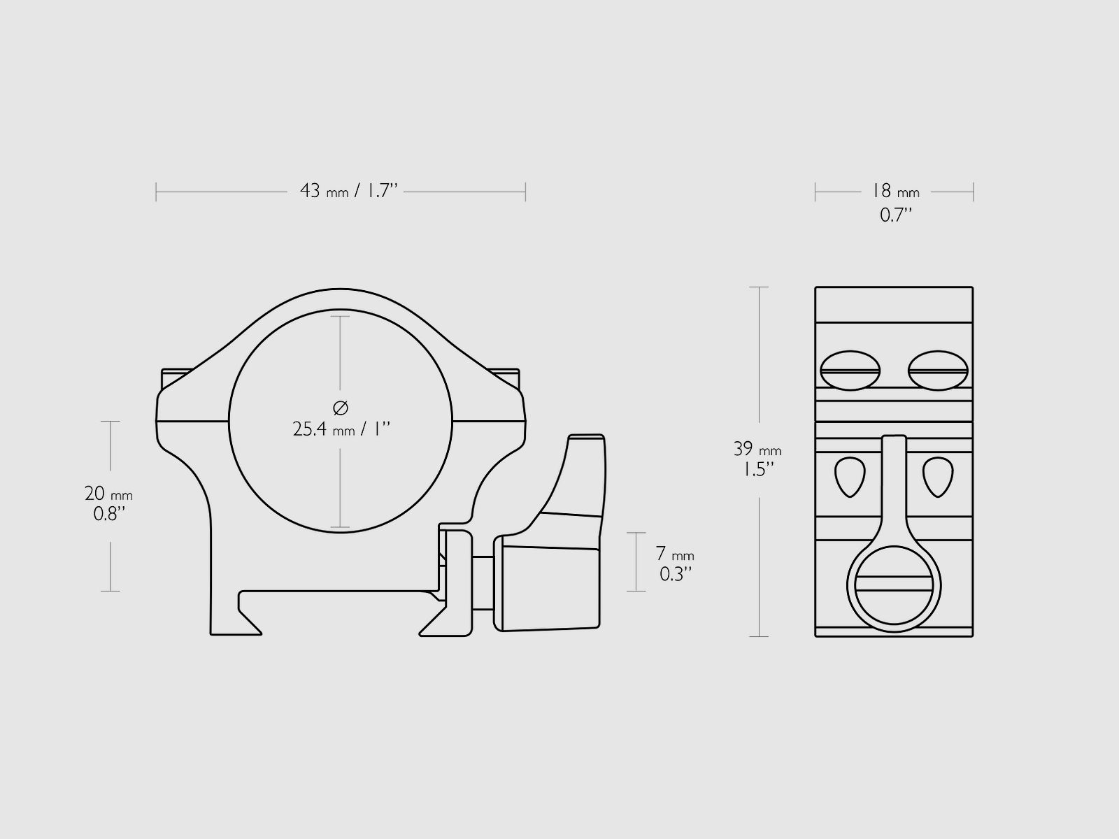 HAWKE 23100 Profi Steel RING MOUNTS 1" 2 PIECES WEAVER LOW