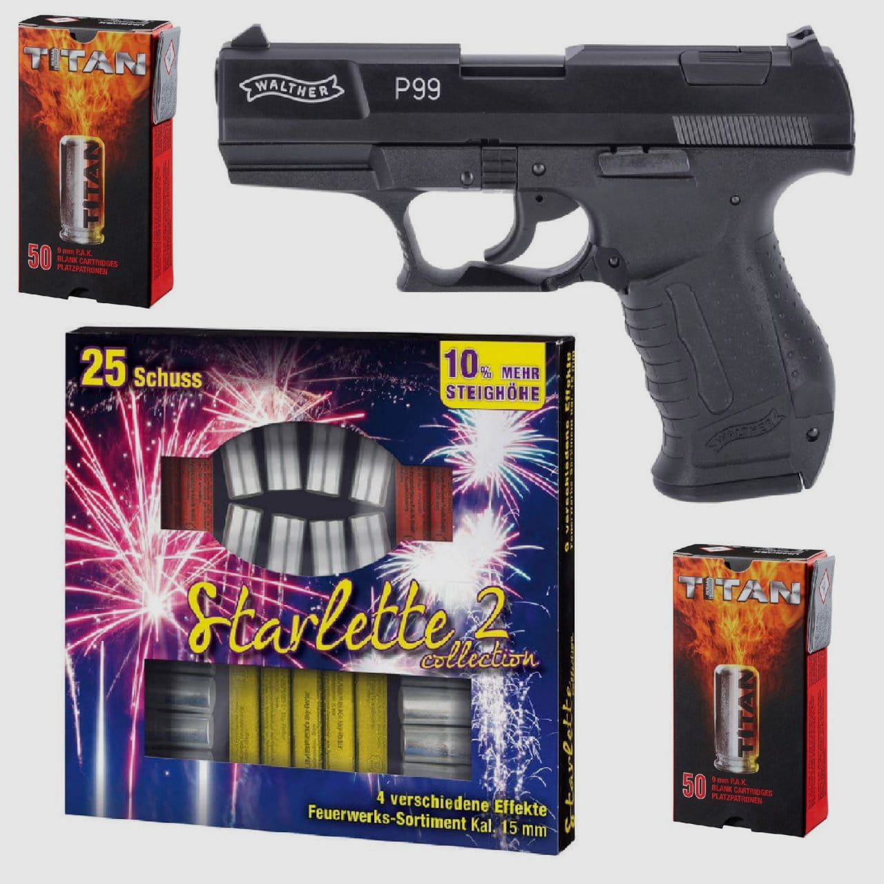 Pacchetto combinato di fuochi d'artificio Walther P99 pistola a salve