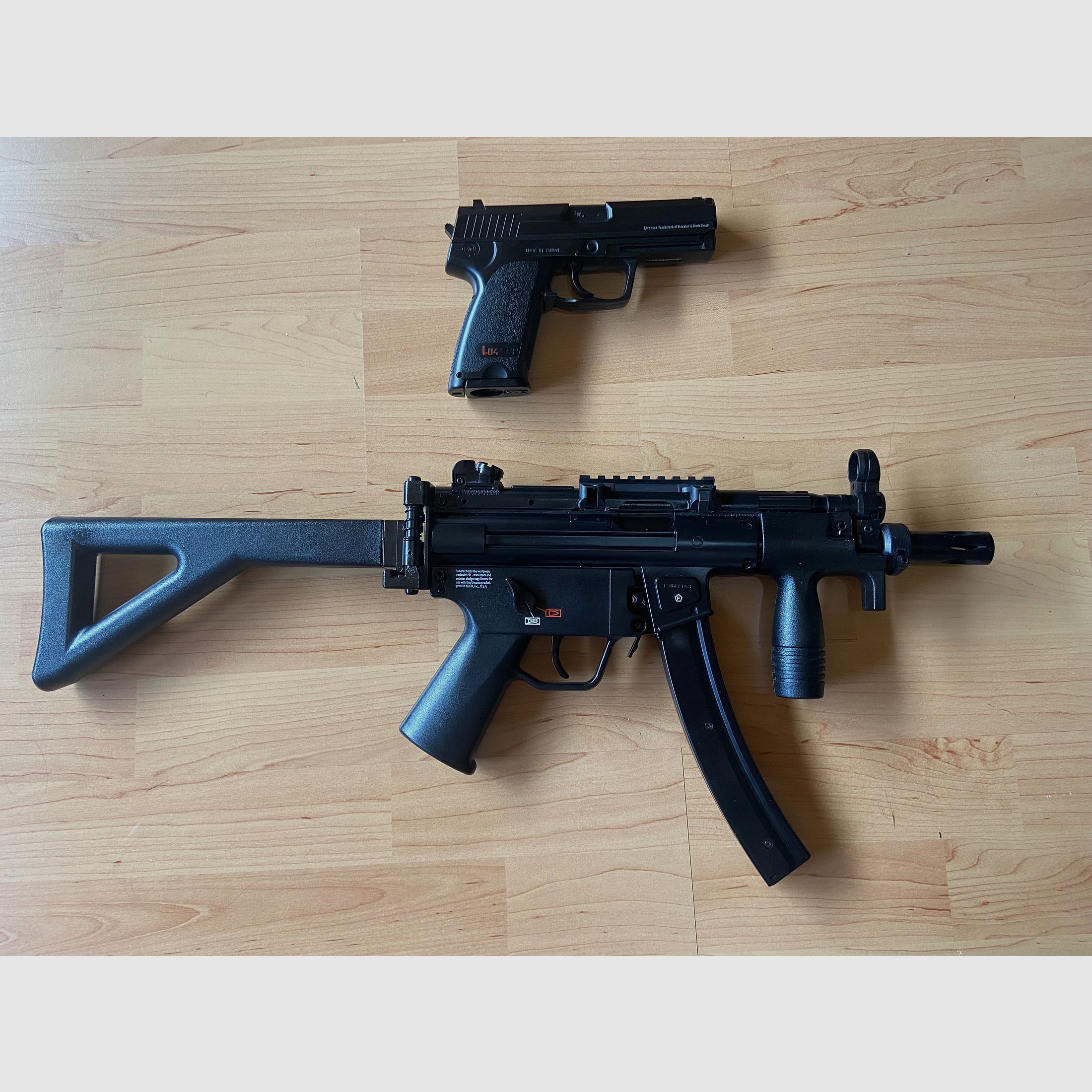 HK USP CO2 Pistole NBB + MP5 K-PDW CO2 GBB 4,5 mm Gebraucht