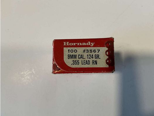 GESCHOSSE HORNADY 9MM .355 124GR BLEI RN