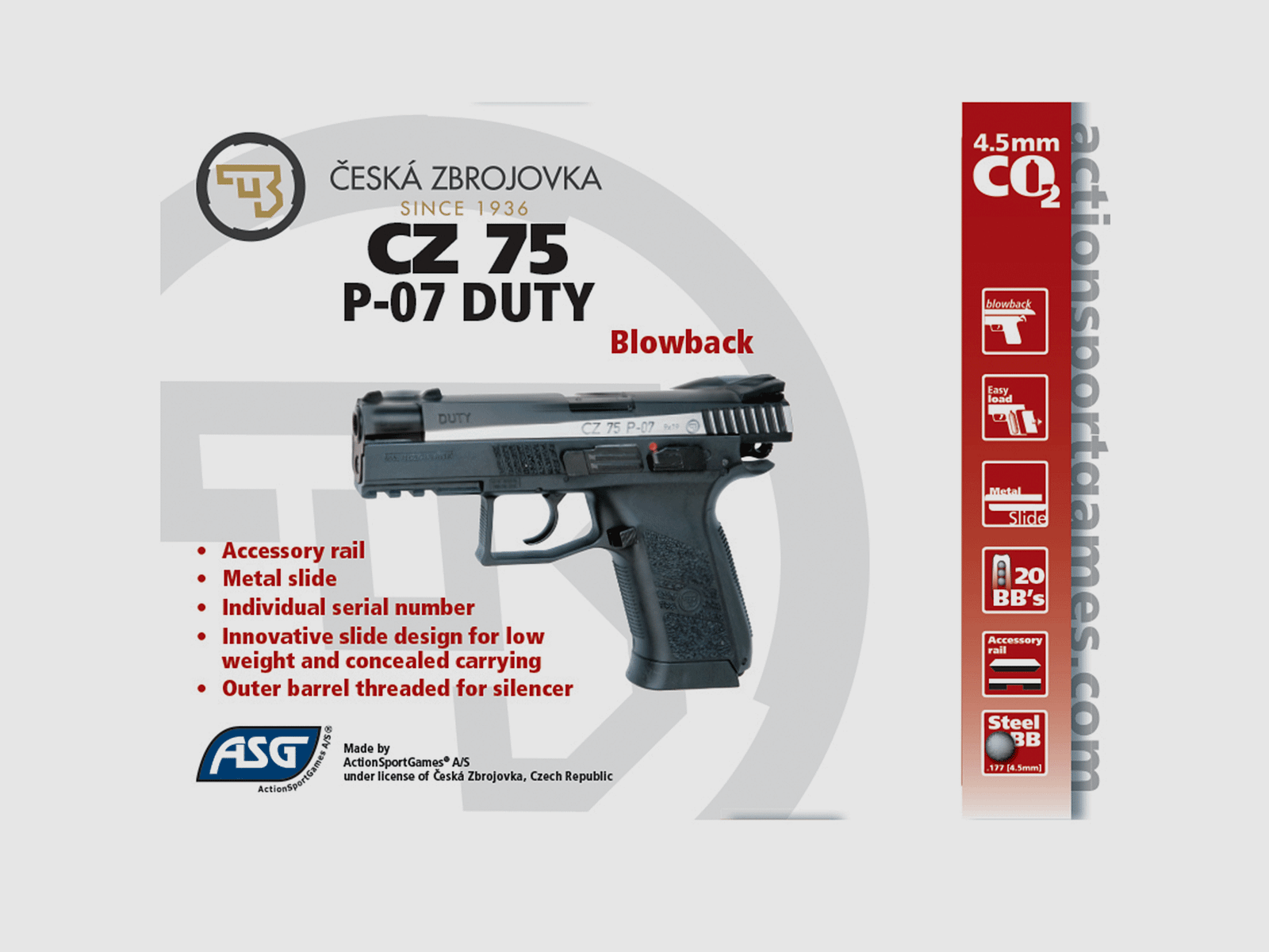 CO2 PISTOL – ASG – CZ 75 P-07 DUTY cal. 4.5, image 4 of 4