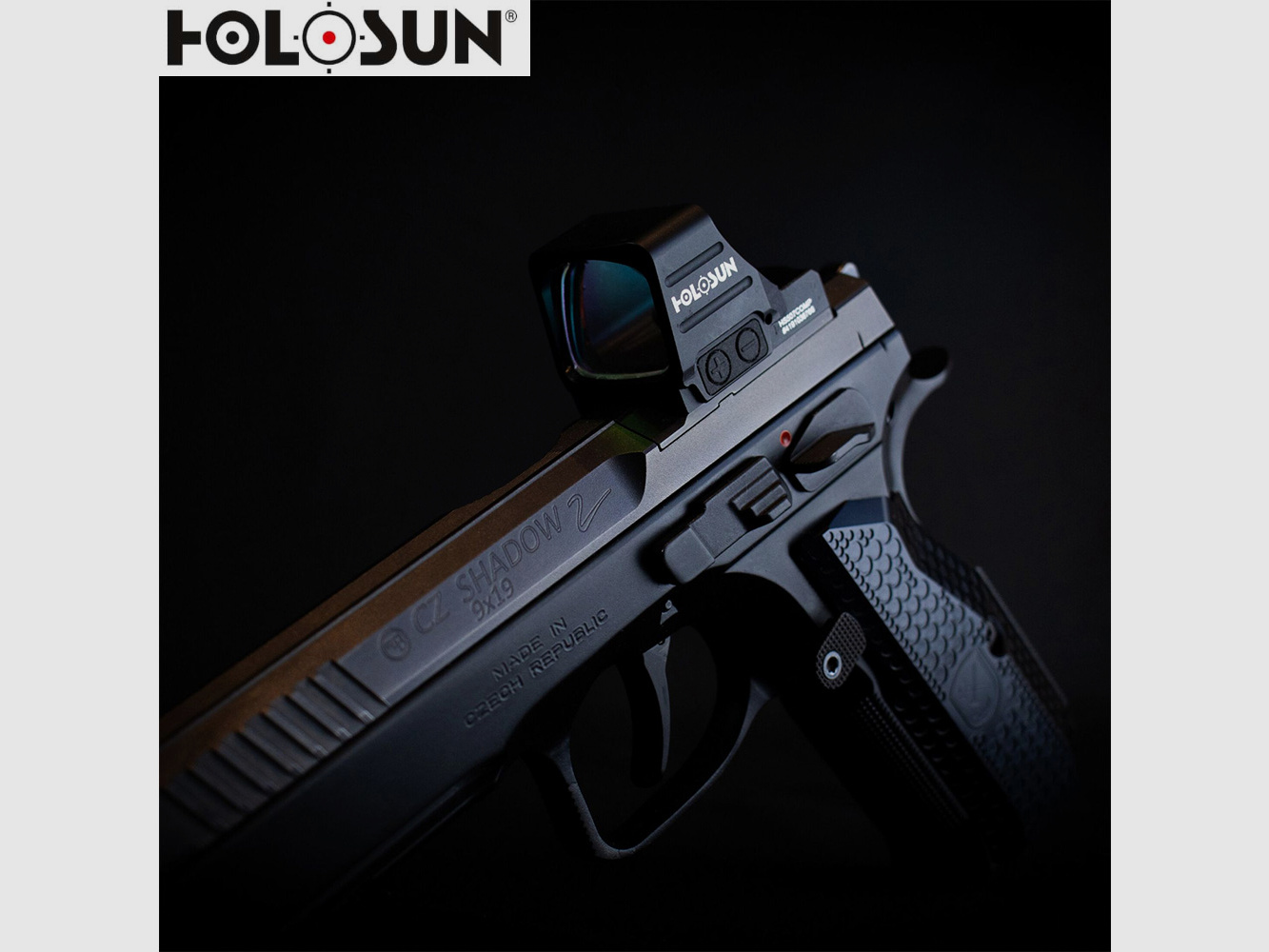 HOLOSUN HS507COMP Offenes Reflex Rotpunktvisier + wechselbarem 2MOA Punkt, 8/20/32MOA Kreis Absehen, schwarz, Jagd, Sportschießen Softair, tactical mini