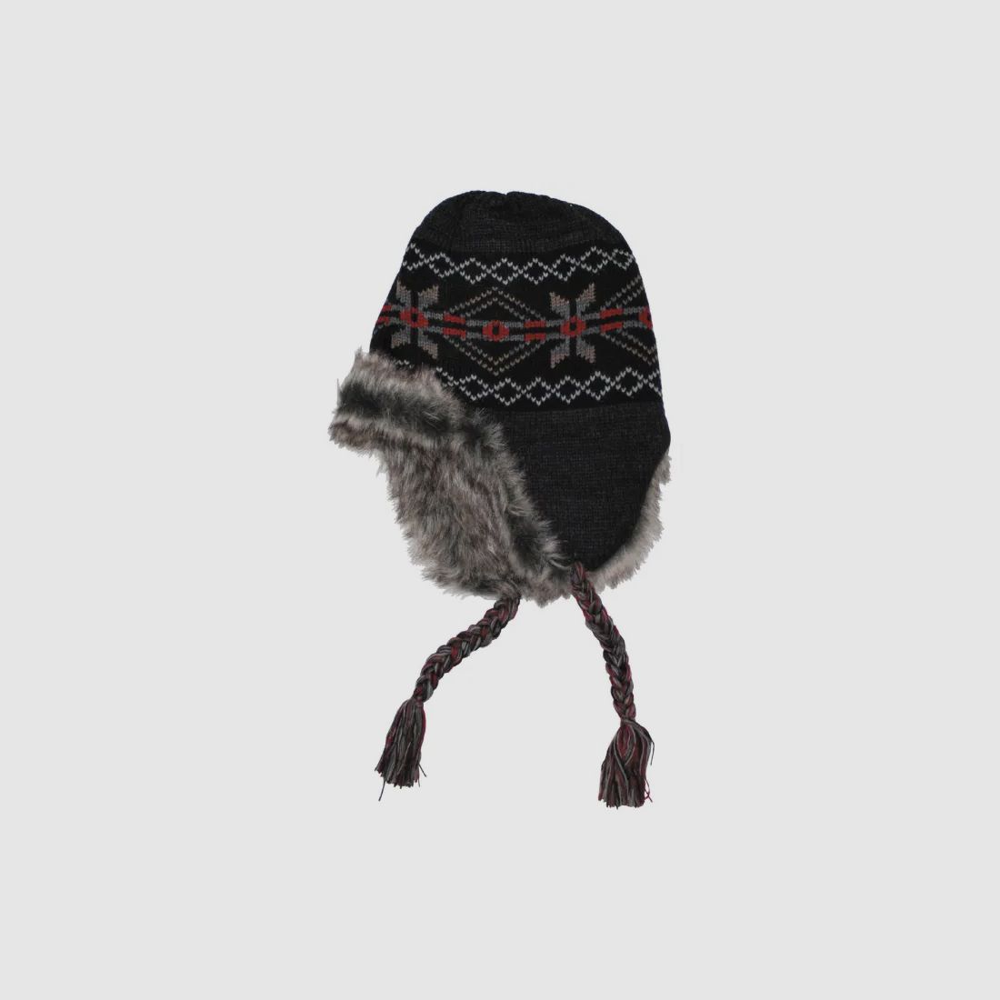 Mütze "Peru Puno", mit Fell, schwarz/grau