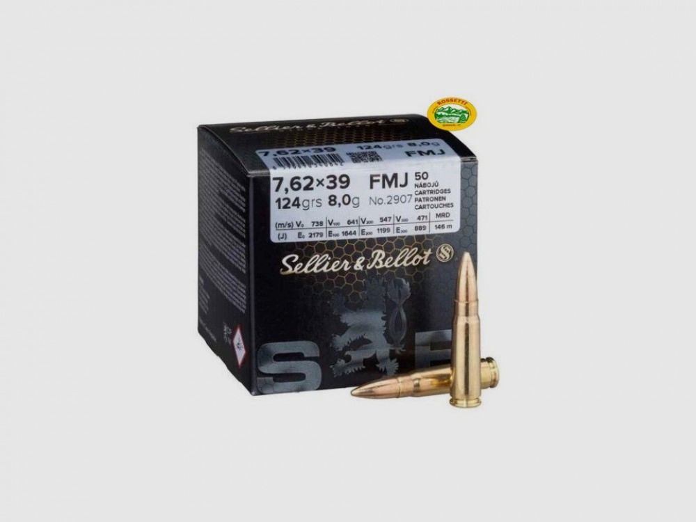 SELLIER & BELLOT Munition Kal. 7,62x39 FMJ 124 gr Packung 50 Stk
