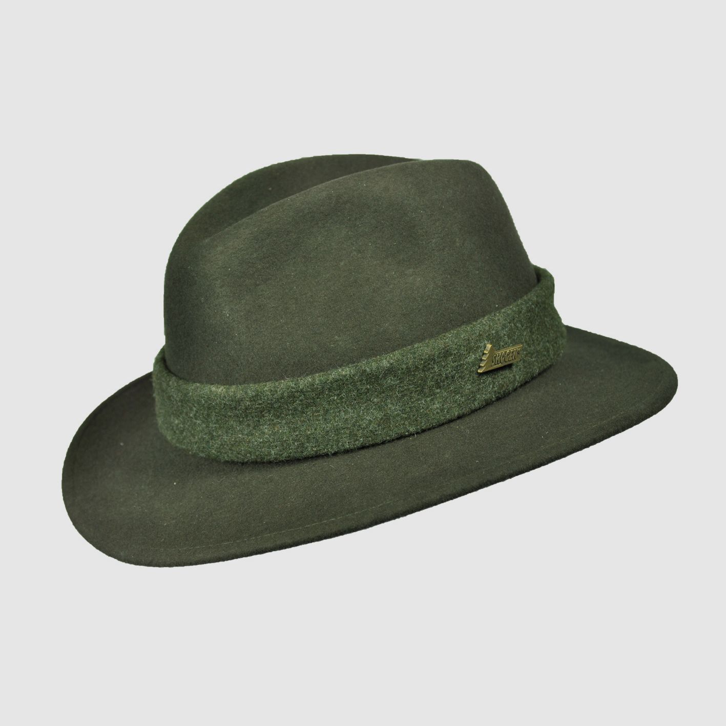 Wollhut mit Leuchtband - oliv