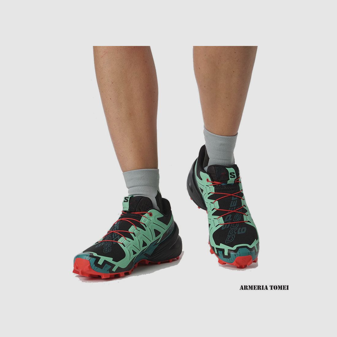 SALOMON – FEMMES – SPEEDCROSS 6 W Noir / Biscay Vert / Rouge Feu, image 6 sur 7