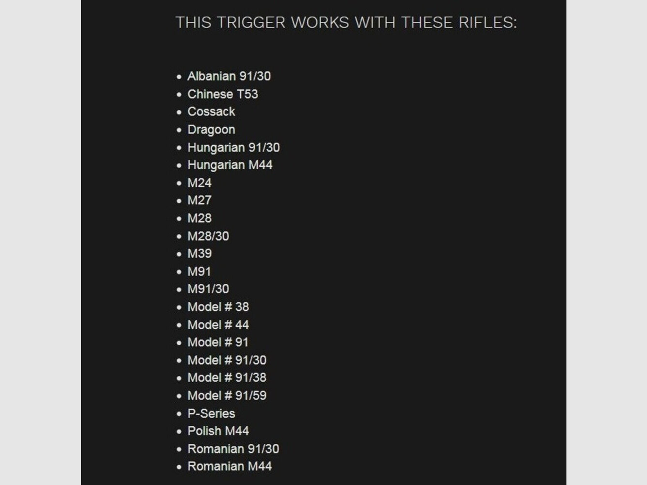 Déclencheur Timney & S 3lbs FWD Mosin Nagant