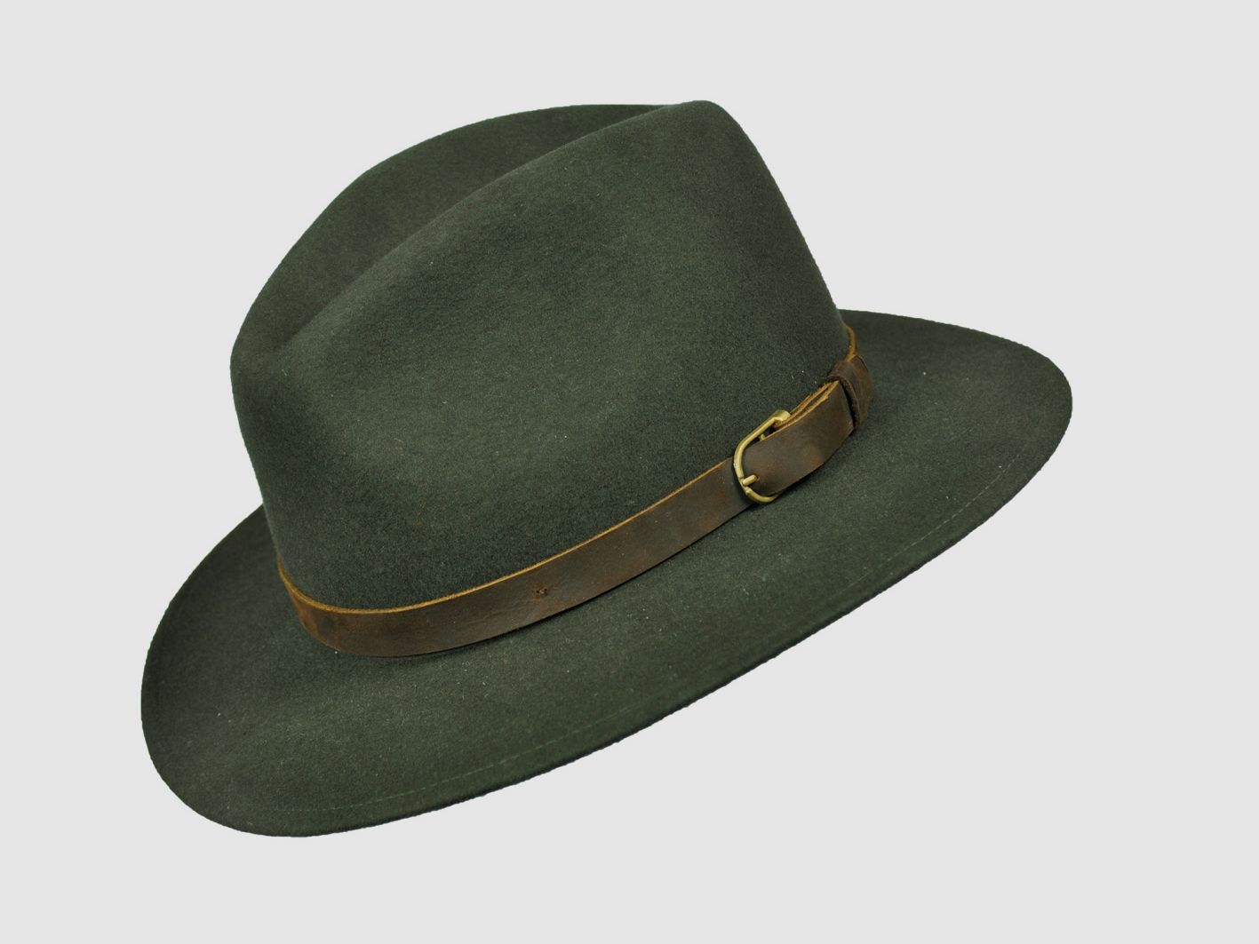Wollhut mit Lederband - rollbar, reine Wolle
