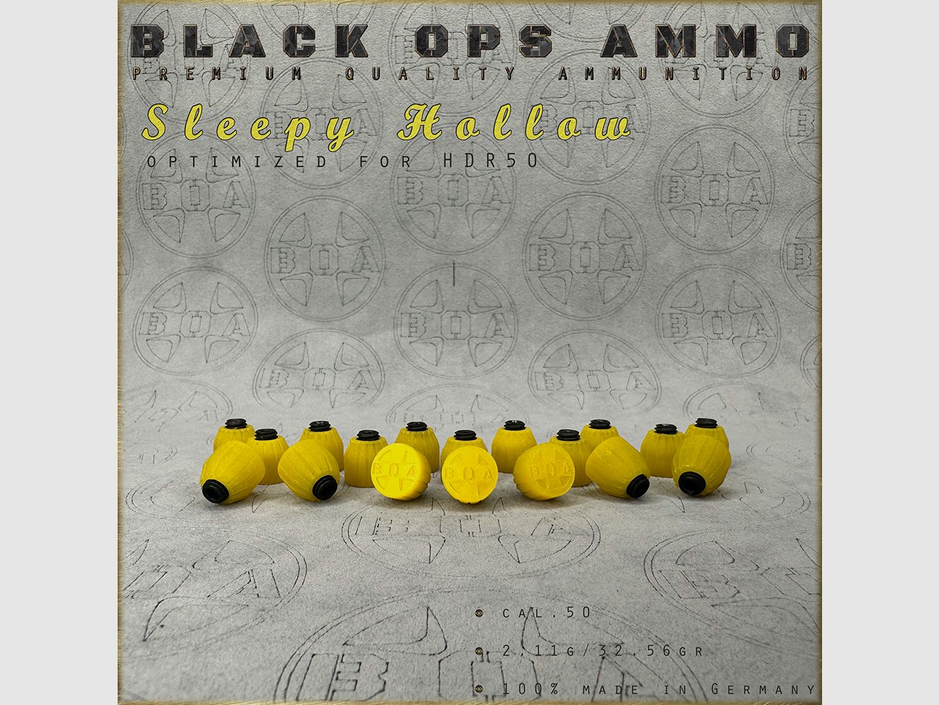 18x + 2 Sleepy Hollow BLACK OPS AMMO HDR 50 TR cal.50 Munition T4E Umarex HDR50 TR50