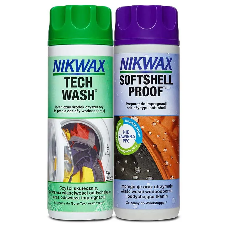 Kit per la cura del softshell Nikwax Twin / Tech Wash 300 ml