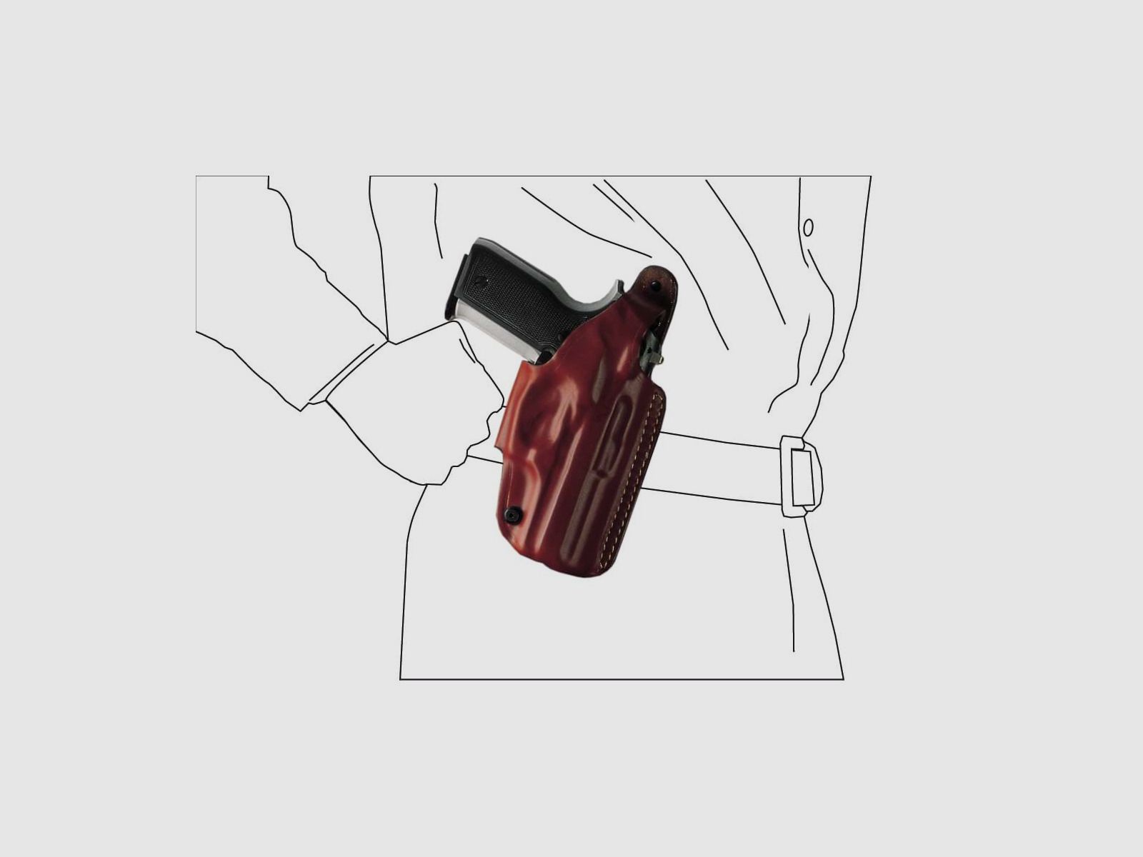 Schnellziehholster mit drei Tragepositionen Beretta Couguar 8000,Sig Sauer P228/229/P220/226,Tanfoglio Force Comp.-Braun-Linkshänder