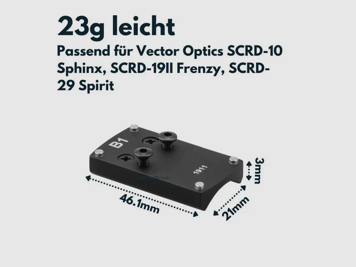 Vector Optics SCRDM-02 M1911 Montaje para Visores Reflex con Huella TEK (Docter Sight), imagen 2 de 3
