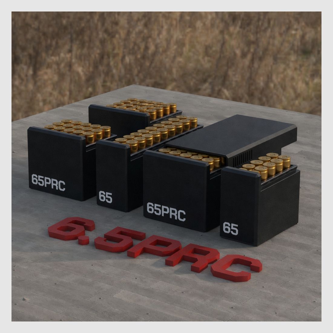 Boîte à munitions Filamelt / 6.5 PRC / 'couvercle coulissant' / boîte de cartouches, boîte à munitions