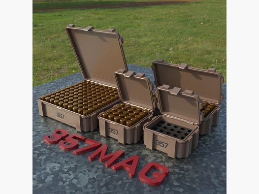 Boîte à munitions Filamelt / .357 Magnum / 'couvercle rabattable' / boîte de cartouches, boîte à munitions