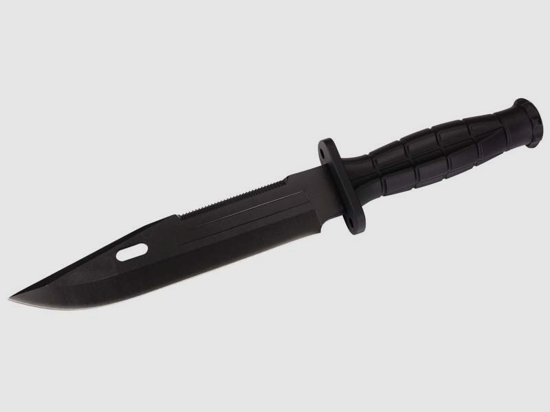 HERBERTZ Belt Knife, black, Drop Point, serrated edge, plastic handle, plastic sheath