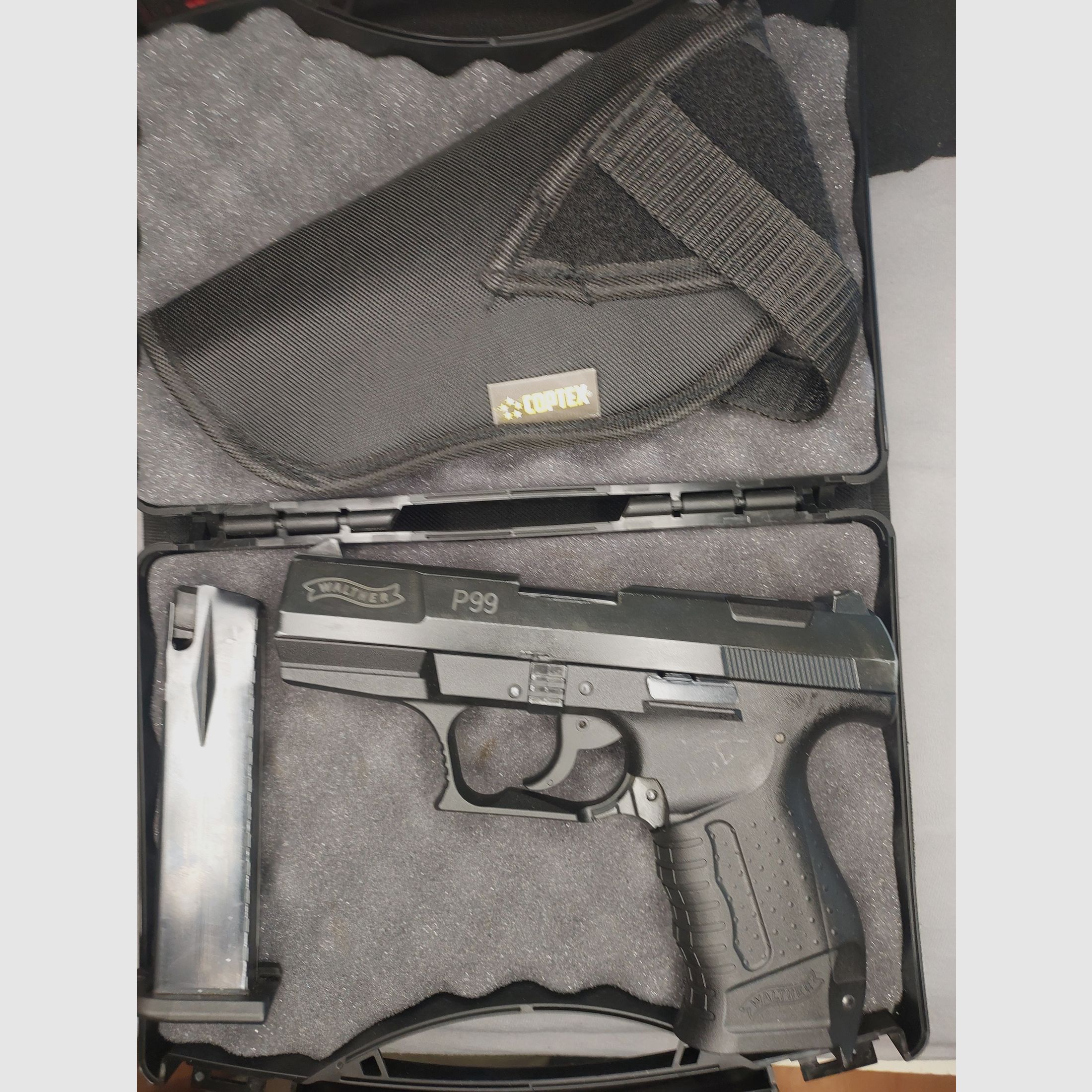 Walther P99 Schreckschuss Pistool 9mm P.A.K. (PTB 762) P 99 met Coptex Holster