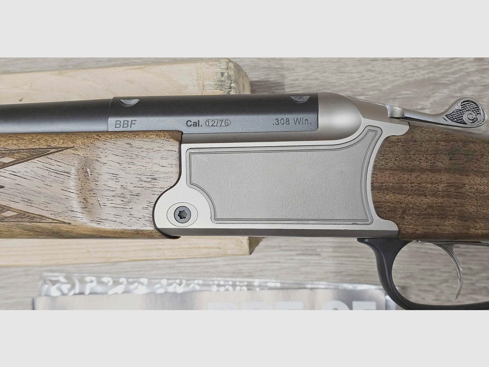 Bockbüchsflinte Blaser BBF 95 Standard, kal. .308 Win. i 12/76, w tym Frankonia 2,5-10x48 (Abs. 1) na montażu Blaser Sattelmontage (30 mm pierścienie) i walizkę