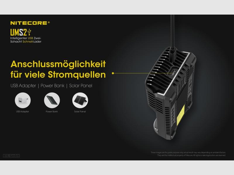 Nitecore UMS2 USB Schnell Ladegerät
