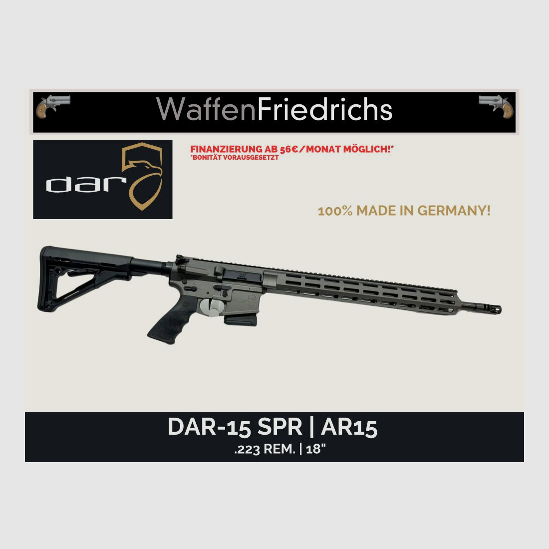 DAR | Dynamic Arms Research DAR-15 SPR Tungsten Cerakote | AR15 - 18"
