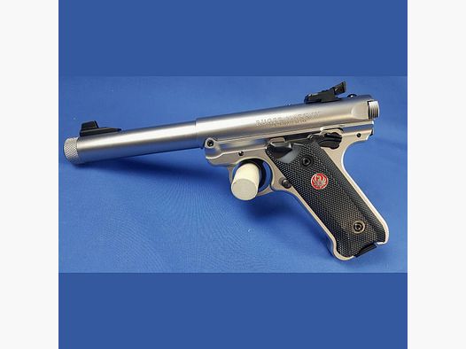 Ruger Mark IV Target Threaded Bull Kal. .22lr, Stainless, Synthetic Grip 5,5″