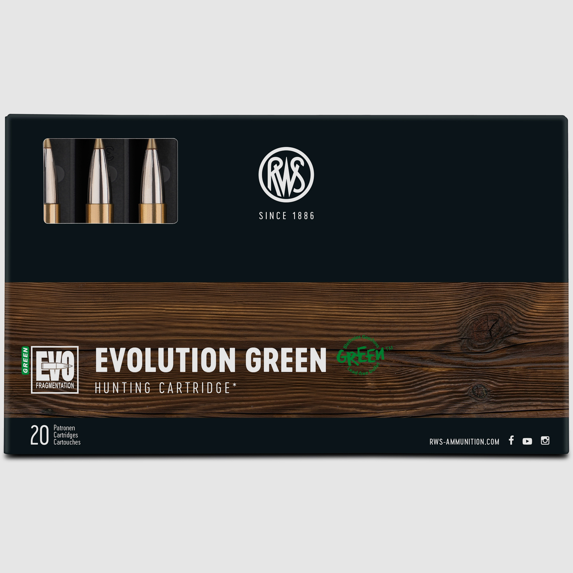 RWS 7mmRemMag. EVO Green 8,2g Bleifreie Büchsenpatronen
