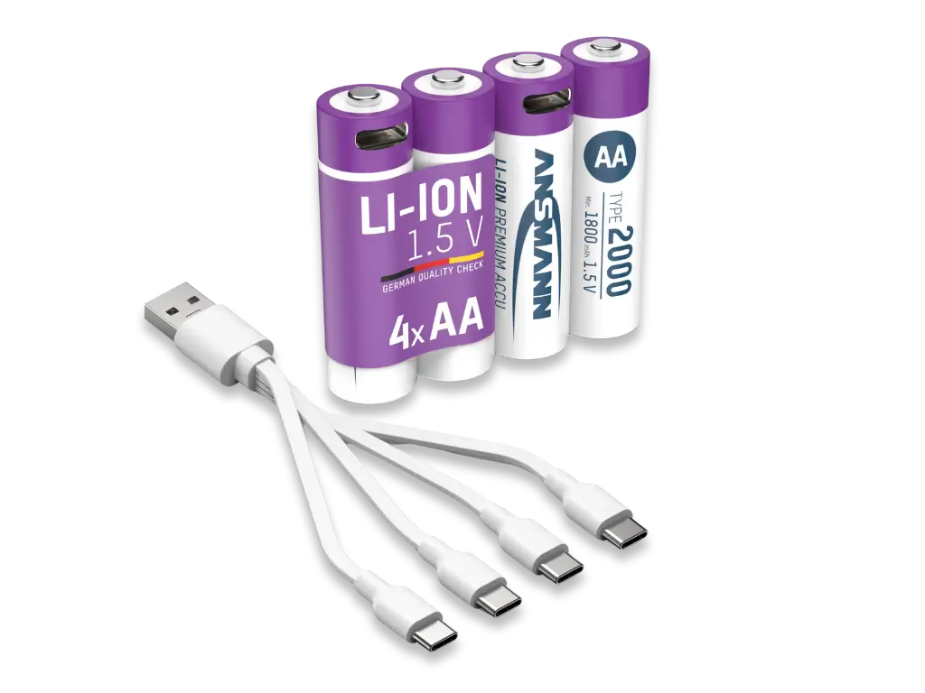 Ansmann Li-Ion Akkus AA 4er-Pack inkl. Ladekabel, Bild 1 von 8