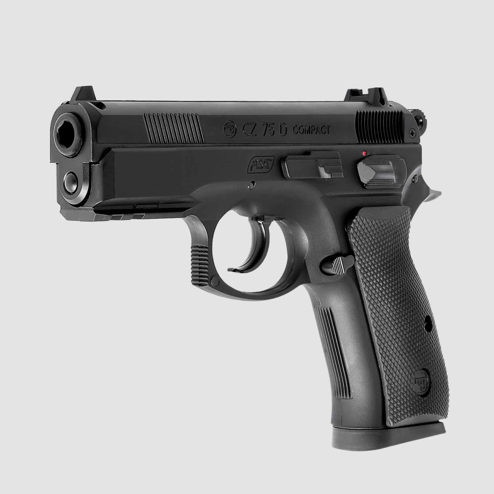 Luftpistolenset CZ75D Compact 4,5 mm Stahl BB Black Co2-Pistole Non Blow (P18) + 10 Co2-Kapseln + 1500 Stahl-BB's 4komma5