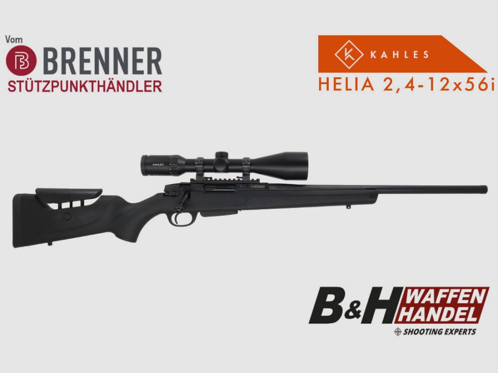 Brenner Komplettpaket: BR20 Polymerschaft mit Kahles Helia 2.4-12x56i fertig montiert Jagdbüchse Repetierer