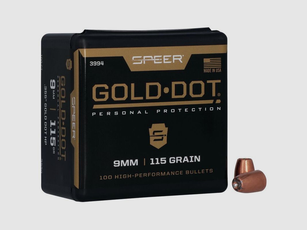 Bullets SPEER Gold Dot HP – .355″ – 115 grains, image 1 of 2