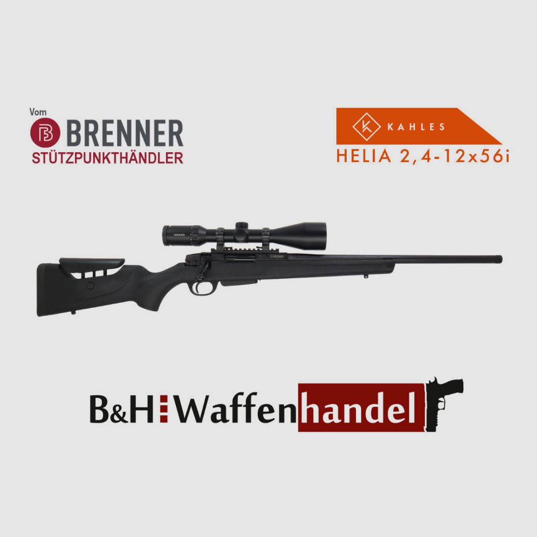 Brenner Komplettpaket:	 BR 20 Polymerschaft mit Kahles Helia 2.4-12x56i fertig montiert Jagdbüchse Repetierer