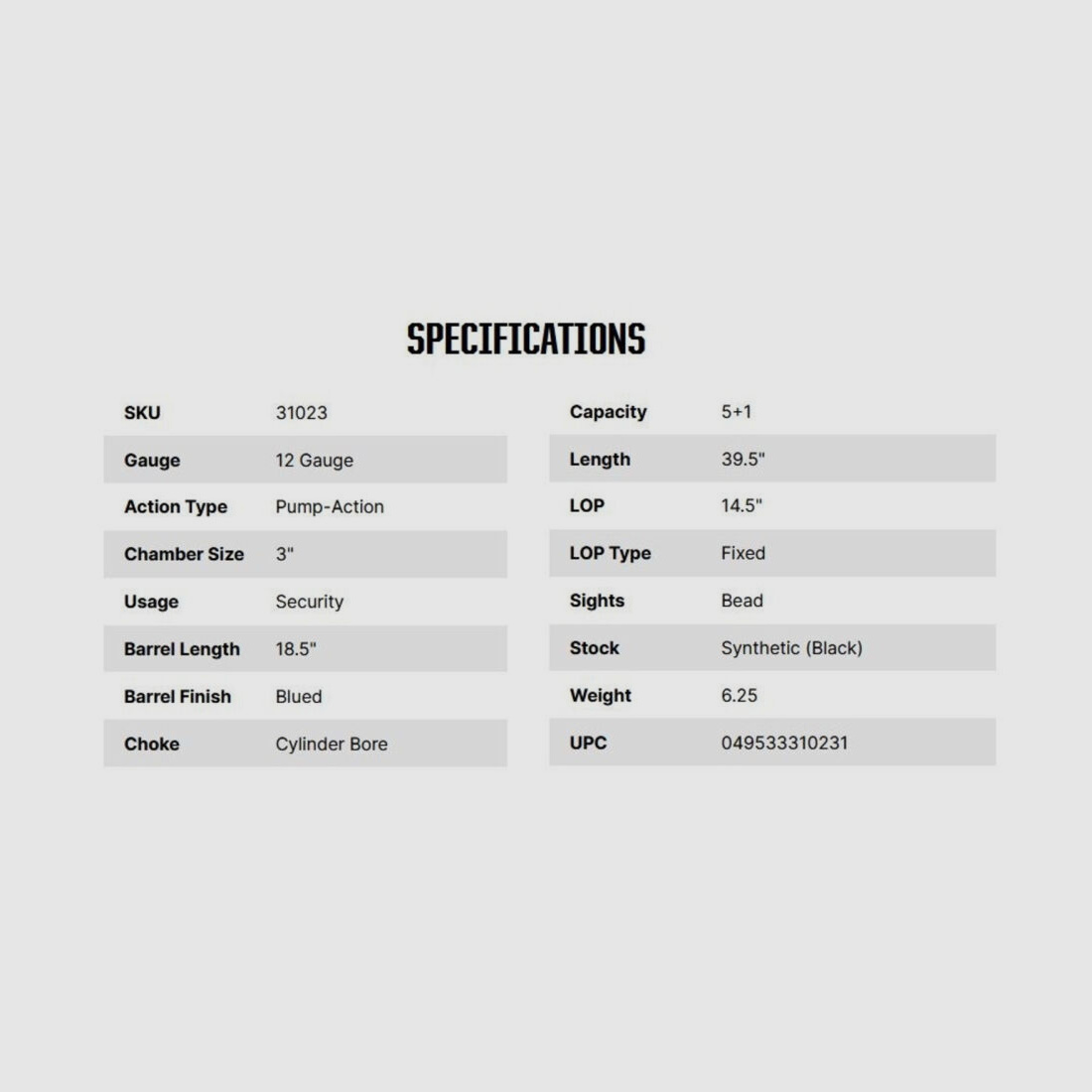 Mossberg Maverick 88 Security 18.5" (5 inches) 12/76