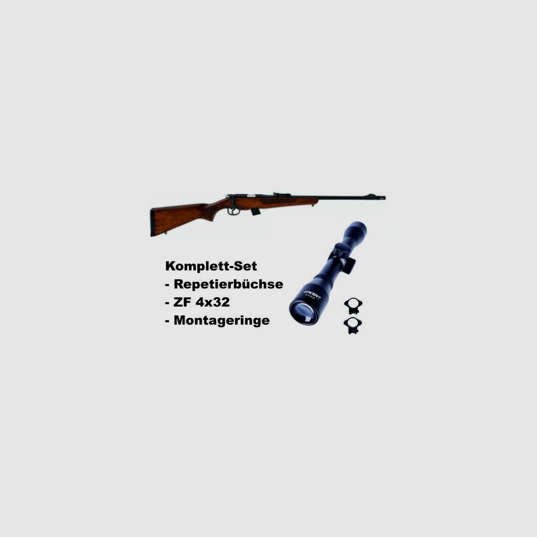 SET Hatsan herhalingsgeweer Escort Wood .22lr met richtkijker 4x32, afbeelding 1 van 6